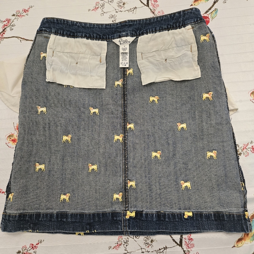Embroidered denim skirt size 6, Lilly Pulitzer White Label, Dogs! - Picture 5 of 11
